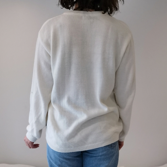 *Sold* XL white vintage geometric sweater retro 80s womens clothing - Picture 3 of 4